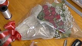 Making Presentation Bouquet With Red Roses [upl. by Belshin]