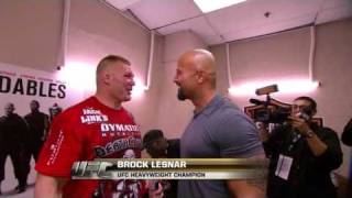 UFC 116 Year 2010  Brock Lesnar amp The Rock hug [upl. by Ejrog]