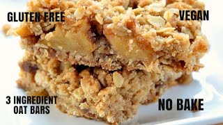 NO BAKE PEANUT BUTTER OAT BARS  3 Ingredient Oatmeal Bars [upl. by Colinson]