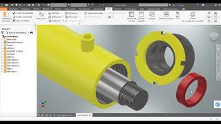 Cilindro hidráulico ensamble Inventor [upl. by Tamar]