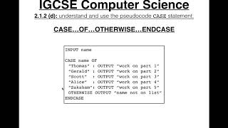 Pseudocode CASE Statement  IGCSE Computer Science Tutorial [upl. by Anirbas]