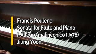 Piano part Poulenc Sonata for Flute and Piano I Allegro malinconico ♩78 [upl. by Enelia]