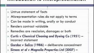 Misrepresentation Lecture 1 of 4 [upl. by Spencer863]