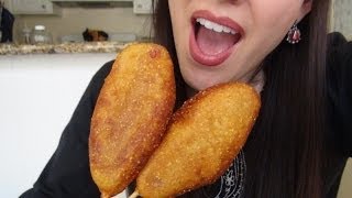 SassEsnacks ASMR  Corn Dog  Foods on a Stick Part 2  Eating Sounds  Mukbang  Whispers [upl. by Attirb]