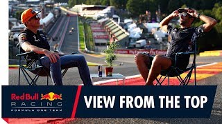 The view from the top Daniel Ricciardo and Max Verstappen at the Belgian Grand Prix [upl. by Atteinotna]