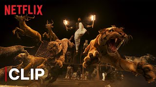 Jr NTRs Palace Entry Scene  RRR  Netflix India [upl. by Anipsed]