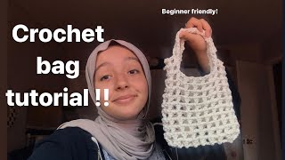 Crochet bag tutorial Beginner Friendly [upl. by Akemot5]