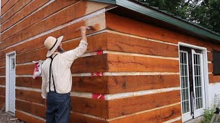 Log Cabin on a budget DIY construction hack [upl. by Ellerehs]