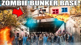 BOX FORT ZOMBIE BUNKER BASE IN THE WOODS 📦🔥 24 Hour Challenge [upl. by Hosea653]