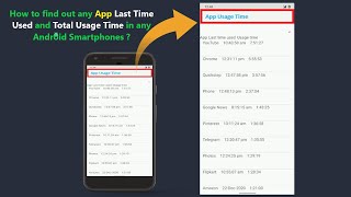 How to find out any App Last Time Used and Total Usage Time in any Android Smartphones [upl. by Nnuahs]