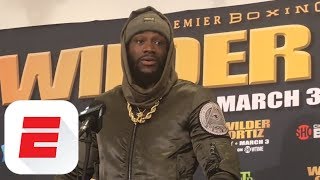 Deontay Wilder reacts to beating Luis Ortiz by KO  ESPN [upl. by Offen]