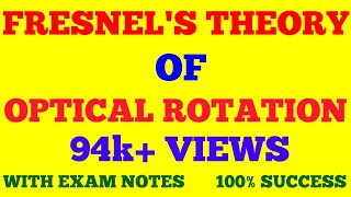 FRESNELS THEORY OF OPTICAL ROTATION  WAVE amp OPTICS  WITH EXAM NOTES [upl. by Winni]