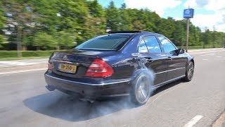 MercedesBenz E55 AMG V8 Kompressor BURNOUTS amp ACCELERATIONS [upl. by Atinuahs530]