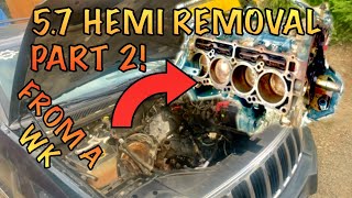 Grand Cherokee WK 57 HEMI Engine Removal part 2 [upl. by Siderf]