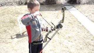 Jonah shooting his new Fuse Freestyle youth compound bow [upl. by Targett814]