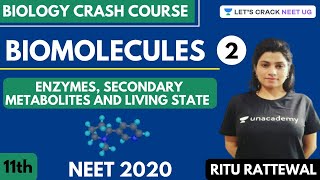 Biomolecules  Enzymes Secondary Metabolites and Living State  Part 2  NEET 2020 [upl. by Perl]