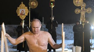 Russian president Vladimir Putin braves subzero lake to mark Orthodox Epiphany [upl. by Yenetruoc]