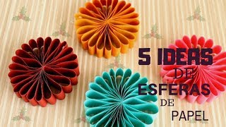 5 IDEAS DE ESFERAS NAVIDEÑAS DE PAPEL  DIY [upl. by Ahsieki417]