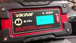 Harbor Freight  Viking 4 AMP Battery Charger Review And Demo 63350 [upl. by Previdi828]