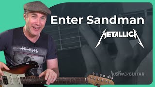 How to play Enter Sandman by Metallica  Easy Guitar Lesson [upl. by Cosenza189]