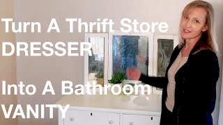 How To Turn A Thrift Store Dresser Into A Bathroom Vanity  AnOregonCottagecom [upl. by Amelus787]